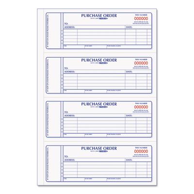 Rediform 1L176 Purchase Order Book, 5 Lines, Two-Part Carbonless, 7 x 2.75, 4 Forms/Sheet, 400 Forms Total