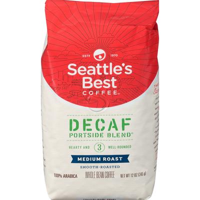Seattle's Best® 12420877 Coffee, Whole Bean, Decaffeinated, Med Roast, No. 3, 12 Oz