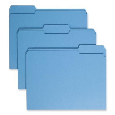 Smead 12043 Colored File Folders, 1/3-Cut Tabs, Letter Size, Blue, 100/Box - Box of 100
