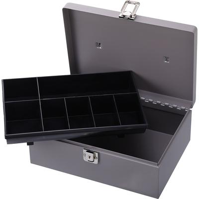 Sparco 15501 Gray Cash Box, w/ Latch Lock, 2 Keys, 7 Cmpmnts, 11 x 7-3/4 x 4 SPR15501