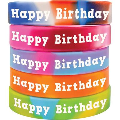 Teacher Created Resources 6565 Happy Birthday Wristbands - 10 / Set - Multi - Silicone - 1 Set