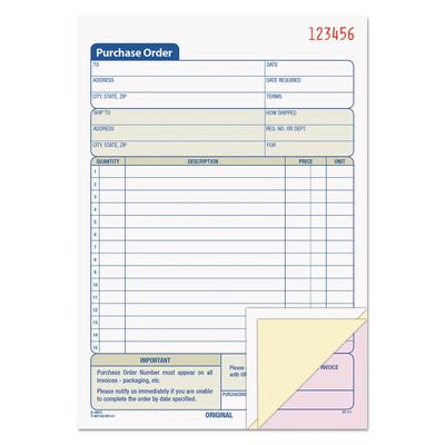 TOPS 46141 Purchase Order Book, Three-Part Carbonless, 5.56 x 8.44, 1/Page, 50 Forms TOP46141