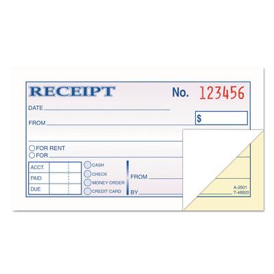 TOPS 46820 Money and Rent Receipt Books, Two-Part Carbonless, 2.75 x 4.78, 1/Page, 250 Forms TOP46820