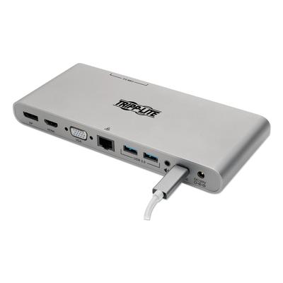 Tripp Lite U442DOCK4S USB Type-C Docking Station, 3.5mm/Displayport/HDMI/RJ45/Thunderbolt 3/USB A/USB C/VGA, Silver