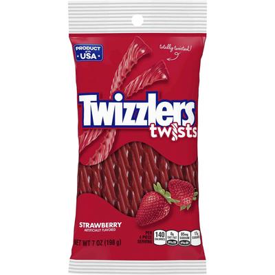 Twizzlers® 54402 Twists Strawberry Flavored Candy - Strawberry - Low Fat, Trans Fat Free - 7 oz - 12 / Carton - Case of 12