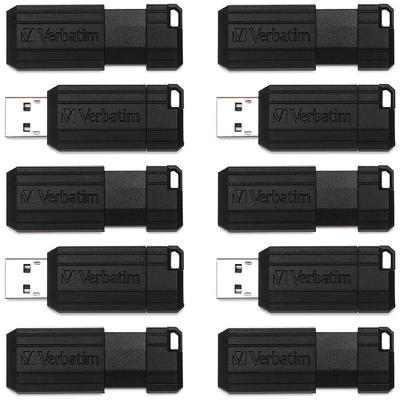 Verbatim 70901 PinStripe USB Drive - 64 GB - USB 2.0 - Black - 10 / Pack - Pack of 10