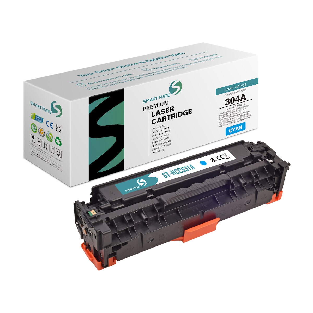 SmartMate wiederaufbereitete Laser Toner Patrone für HP CC531A (304A) Cyan Image