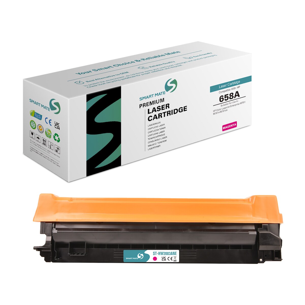 SmartMate wiederaufbereitete Laser Toner Patrone für HP W2003A (658A) Magenta Image