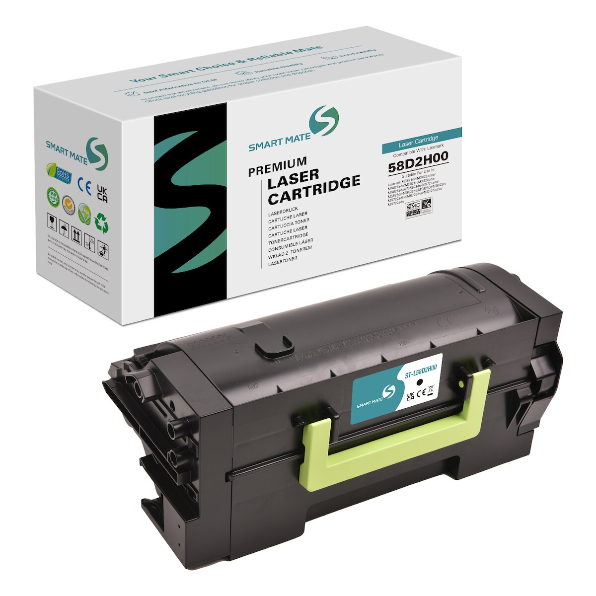 SmartMate wiederaufbereitete Laser Toner Patrone für Lexmark 58D2H00 Schwarz Image