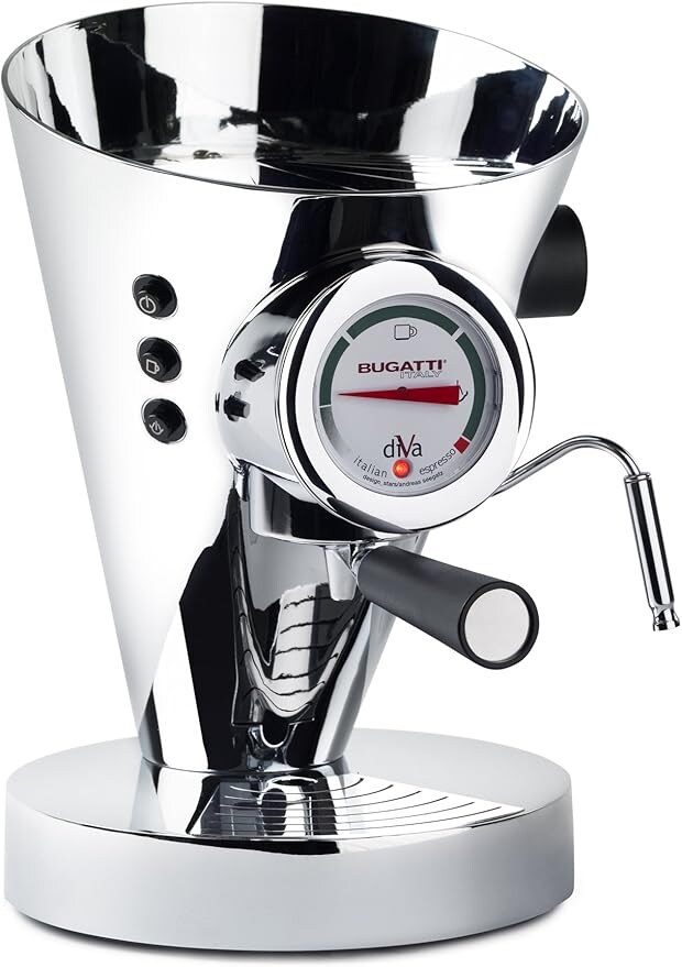 BUGATTI – Diva Espresso – Kaffeemaschine in Stahlfarbe – einfarbige Oberfläche, 0,8 l