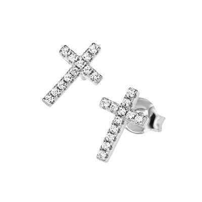 Paar Ohrstecker SMART JEWEL "Kreuz mit Zirkonia, Silber 925", silber, Ohrringe, Damen, Silber 925 (Sterlingsilber)