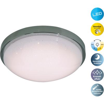 NÄVE LED Deckenleuchte "Catania", weiß (weiß, silber), Ø 29,00cm H: 9,00cm, Lampen, Kristalleffekt, Memory,Nachtlicht, IR-Fernbedienung kalt/warmweiß Image