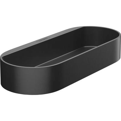 Aufbewahrungsbox HANSGROHE "WallStoris", schwarz (mattschwarz), B:25cm H:3,9cm T:10cm, Aufbewahrungsboxen, BxTxH: 25x10x