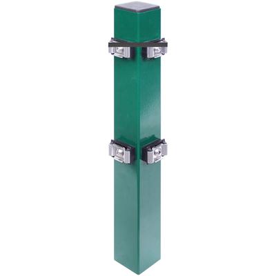 Eckpfosten ALBERTS "Doppelstabmattenzaun", grün, H:200cm T:6cm, Stahl, Zaunpfosten, inkl. Klemmlasche, grün, Höhe: 120 - 200 cm