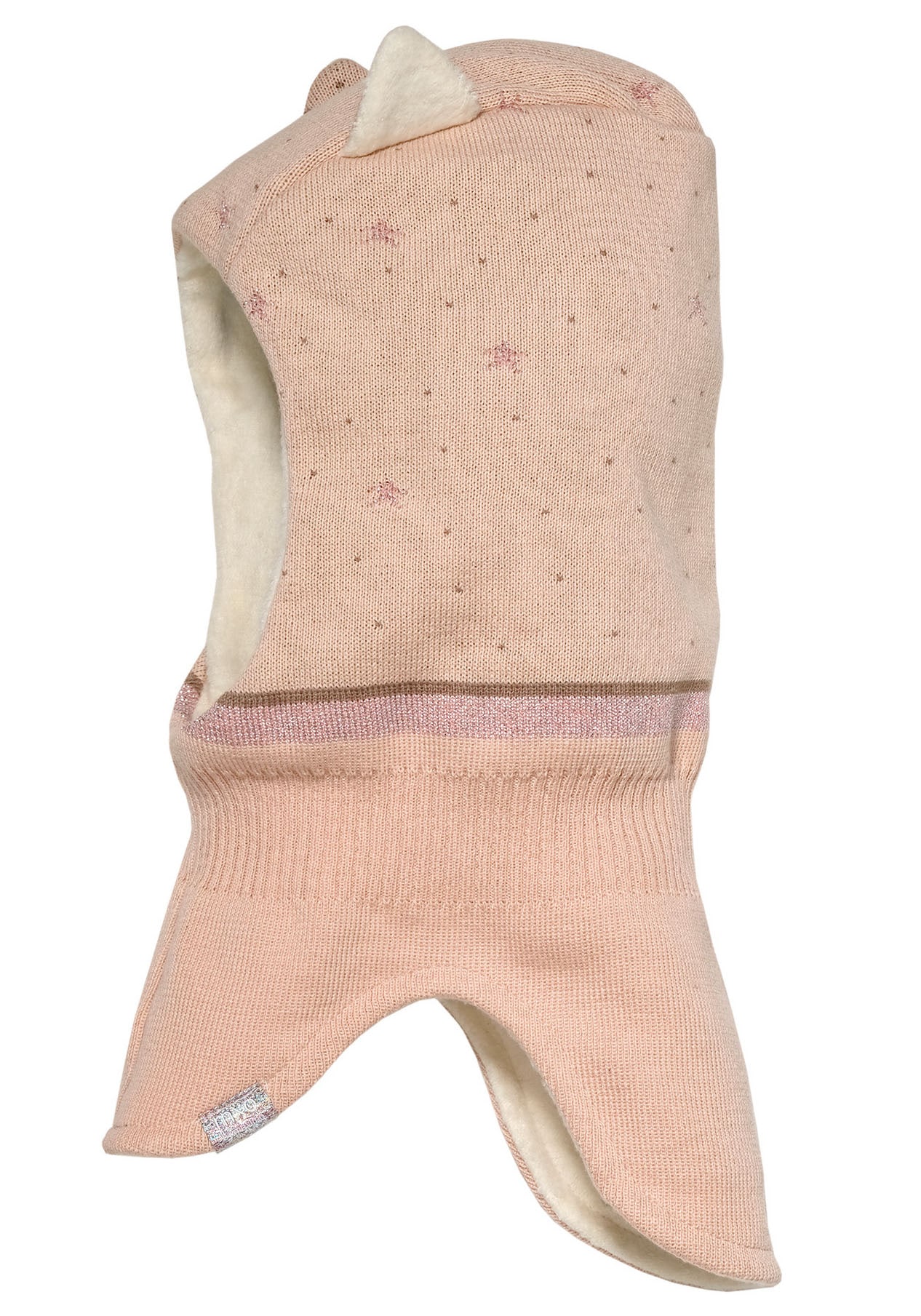 Schlupfmütze MAXIMO, Mädchen, Gr. 49, beige, Feinstrick, Baumwolle, gemustert, Mützen, im Katzen-Design Image