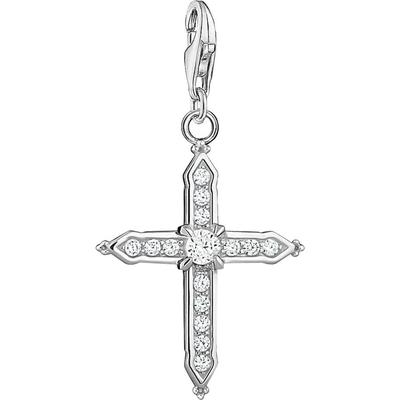 Charm-Einhänger THOMAS SABO "Charm-Anhänger Kreuz, 1732-051-14", bunt (silberfarben, weiß, weiß), Charms, Damen, Silber 