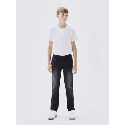 Schlupfjeans NAME IT "NKMROBIN DNMTHAYERS", Jungen, Gr. 170, N-Gr, schwarz (schwarz, denim), Denim/Jeans, Obermaterial: 70% Baumwolle, 27% Polyester, 3% Elasthan, Abriebeffekte, casual, relaxed fit, Jeans Image