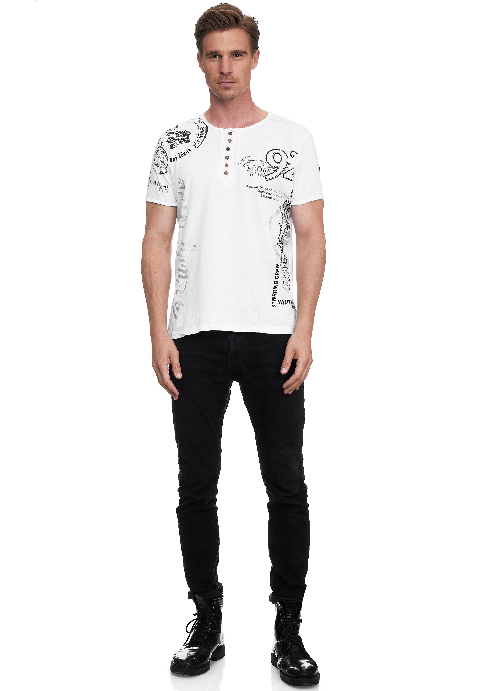T-Shirt RUSTY NEAL, Herren, Gr. XL, weiß, 100% Baumwolle, bedruckt, normal, ohne Ausschnitt, Shirts, mit seitlichem Print Image