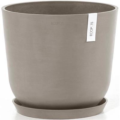 Blumentopf ECOPOTS "Oslo 35 + Wassersystem Taupe", grau (taupe), B:35cm H:30,5cm T:35cm Ø:32,9cm, Kunststoff, Pflanzgefäße, für innen und außen: frostsicher, bruchsicher und lichtbeständig Image