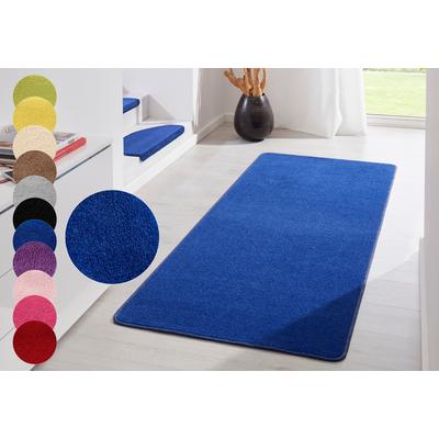 Teppich HANSE HOME "Fancy" Gr. 13, blau, B:80cm H:7mm L:300cm, Kunstfaser, Teppiche, Kurzflor, Läufer, uni, gekettelt, Wohnzimmer, Schlafzimmer, Esszimmer Image