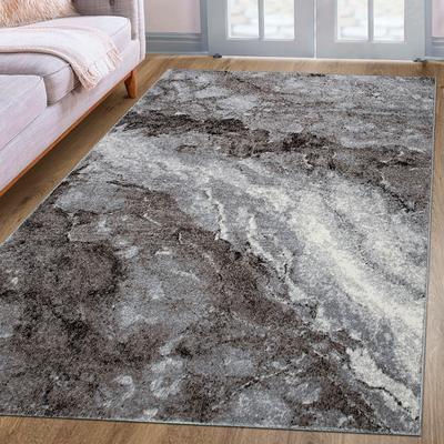 Teppich MY HOME "Sonnenhang" Gr. 3, grau, B:120cm H:9mm L:180cm, Kunstfaser, Teppiche, mit besonders weichem Flor, Kurzflor, modernes Marmor Design Image