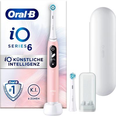 Elektrische Zahnbürste ORAL-B "iO Series 6" Elektrozahnbürsten pink (pink sand) Magnet-Technologie, Display & Reiseetui