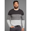 Rundhalspullover MAN'S WORLD "Bis Größe 5 XL", Herren, Gr. M (48/50), grau (grau anthrazit melange), Strick, Obermaterial: 50% Baumwolle, 50% Polyacryl, meliert, casual, regular fit, Rundhals, Langarm Rippstrickbündchen, Pullover, mehrfarbig