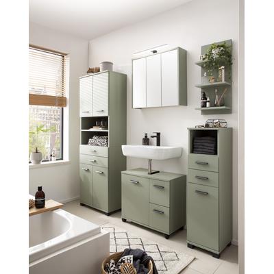 Waschbeckenunterschrank WELLTIME "Emmi, Breite 65 cm made in Germany", grün (pistazie), B:65cm H:60cm T:32cm, FSC-zertifizierter Holzwerkstoff, Schränke, Siphonausschnitt, Metallbeschläge Image