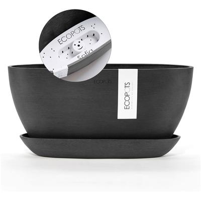 Blumentopf ECOPOTS "Sofia", grau (dunkelgrau), Pflanzgefäße, mit passendem Untersetzer