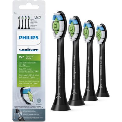 Aufsteckbürste PHILIPS SONICARE "Standard W2 Optimal White HX6062" Zahnbürstenköpfe Gr. 4 St., schwarz mit der Bürstenkopferkennung, Standardgröße