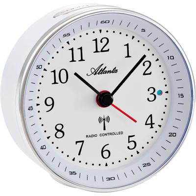 Funkwecker ATLANTA, silber (weiß, silberfarben), Wecker, ideal für Reisen, Geschenkidee, Beleuchtung, Weckwiederholung, analog Image