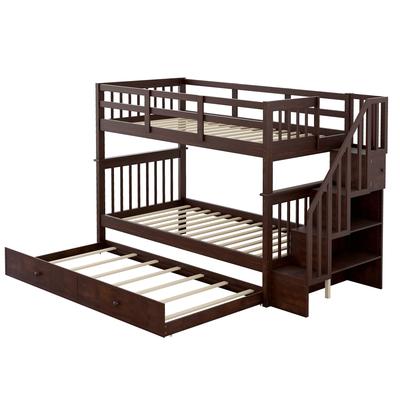 Twin-Over-Twin Bunk Bed with Twin size Trundle