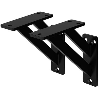 2 Stück Regalhalterung 240x240 mm, Schwarz, Aluminium, Schwebende Regalhalterungen, Regalwinkel, Image