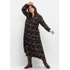Druckkleid SHEEGO "Große Größen", Damen, Gr. 50, Normalgrößen, schwarz (schwarz bedruckt), Obermaterial: 100% Viskose (LENZING ECOVERO);Futter: 100% Viskose, gemustert, feminin, figurumspielend lang, Rundhals, Langarm, Kleider, mit Alloverprint,...