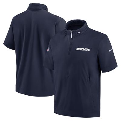 Nike Navy Dallas Cowboys 2024 Sideline Coach Kurzarm-Kapuzenjacke mit Halbreißverschluss für Herren Image