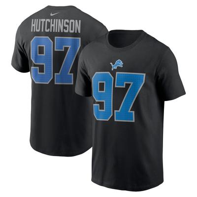 Nike Herren-T-Shirt „Aidan Hutchinson“ der Detroit Lions mit Spielername und -nummer in Schwarz Image