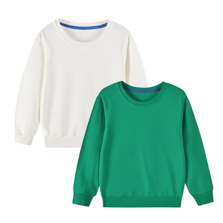 mgdxox 2PC Kids Boys Girls Crewneck Sweatshirt Casual Solid Color Long Sleeve Pullover Tops Fashion Fall Clothes Green 3 Years