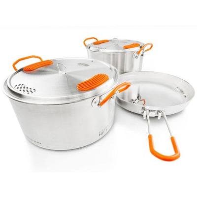 GSI Glacier Stainless Base Camper Medium Cook Set - Silver 3 L