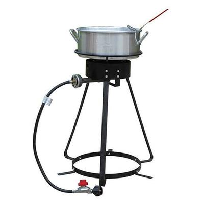 King Kooker 24 inch Cooker with 10 Quart Aluminum Fry Pan and Punched Aluminum Basket - Silver