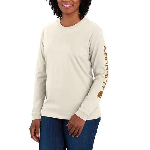 Carhartt Women's Loose Fit Logo Graphic Long Sleeve Work Shirt - Malt/Carhartt Brown S