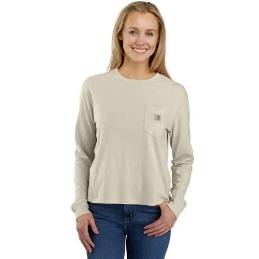 Carhartt Women's Tencel Fiber Loose Fit Long Sleeve Work Shirt - Oat Milk Heather XL