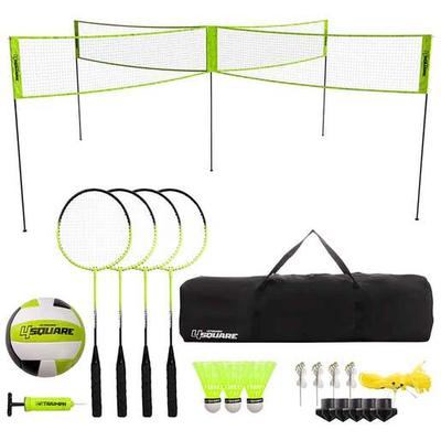 Triumph 4 Square Volleyball and Badminton Game - Black, Green