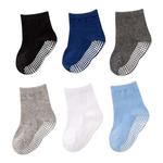 Sollbry - Lot de 6 chaussettes antidérapantes pour enfants, tout-petits, bébés avec poignées pour