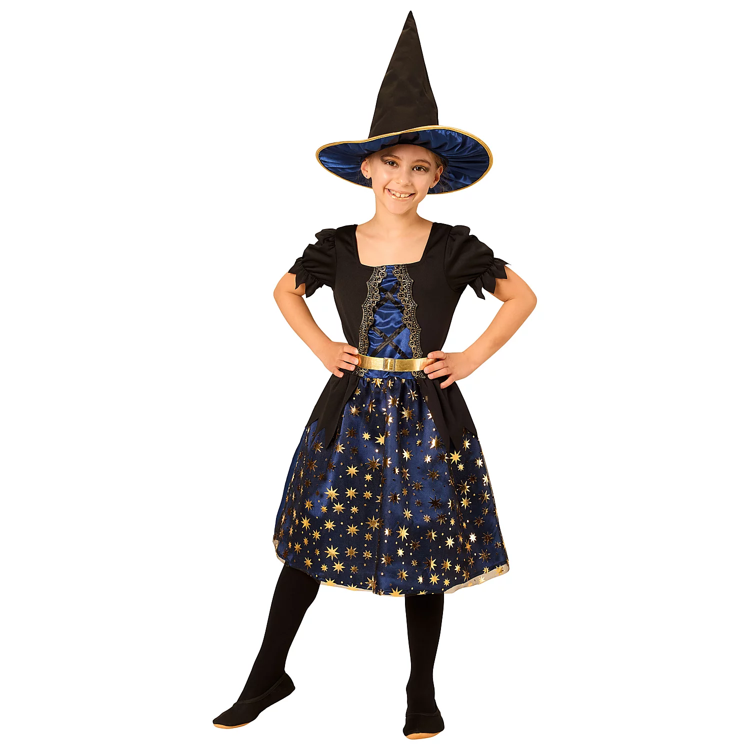 Déguisement Robe de magicienne pour enfant, bleu foncé/noir/doré