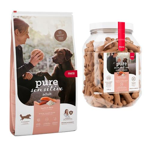 mera pure sensitive Hund Mixpaket: 12,5kg Adult Lachs & Reis Trockenfutter & 3x 600g Lachs & Reis...