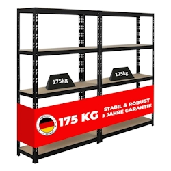 PROREGAL Mega Deal 2x Schwerlastregal APOLLO HxBxT 150x90x30 cm Fachlast 175kg Schwarz Kellerregal, Steckregal, Garagenregal, Lagerregal Image