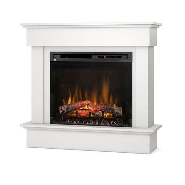 OutInFire TORMES – Freistehender elektrischer LED-Kamin – 28 Zoll – Mattweiß – 111,5 x 102 x 33,5 Image