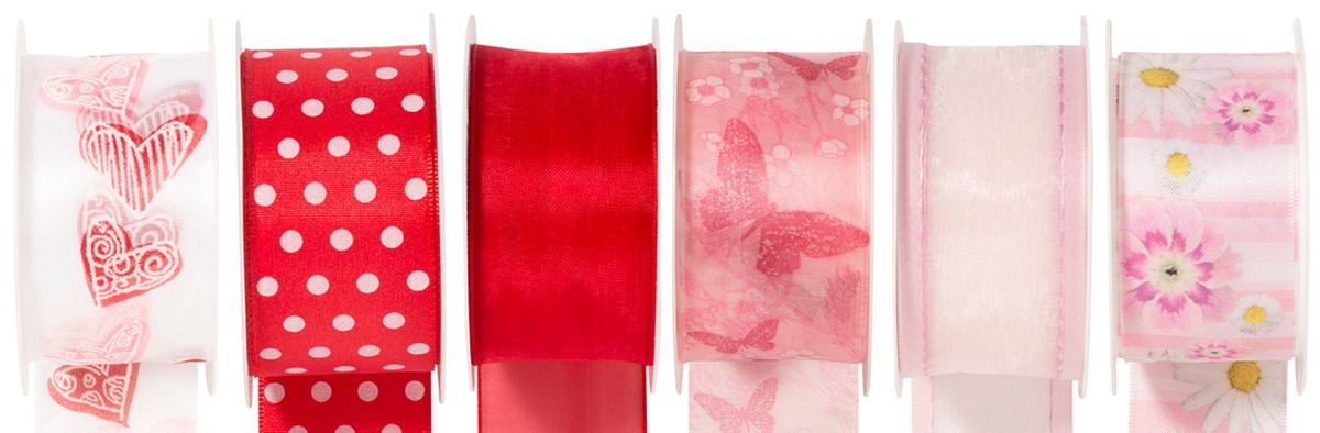 6x Geschenkband 25 mm x 2 m rot Image