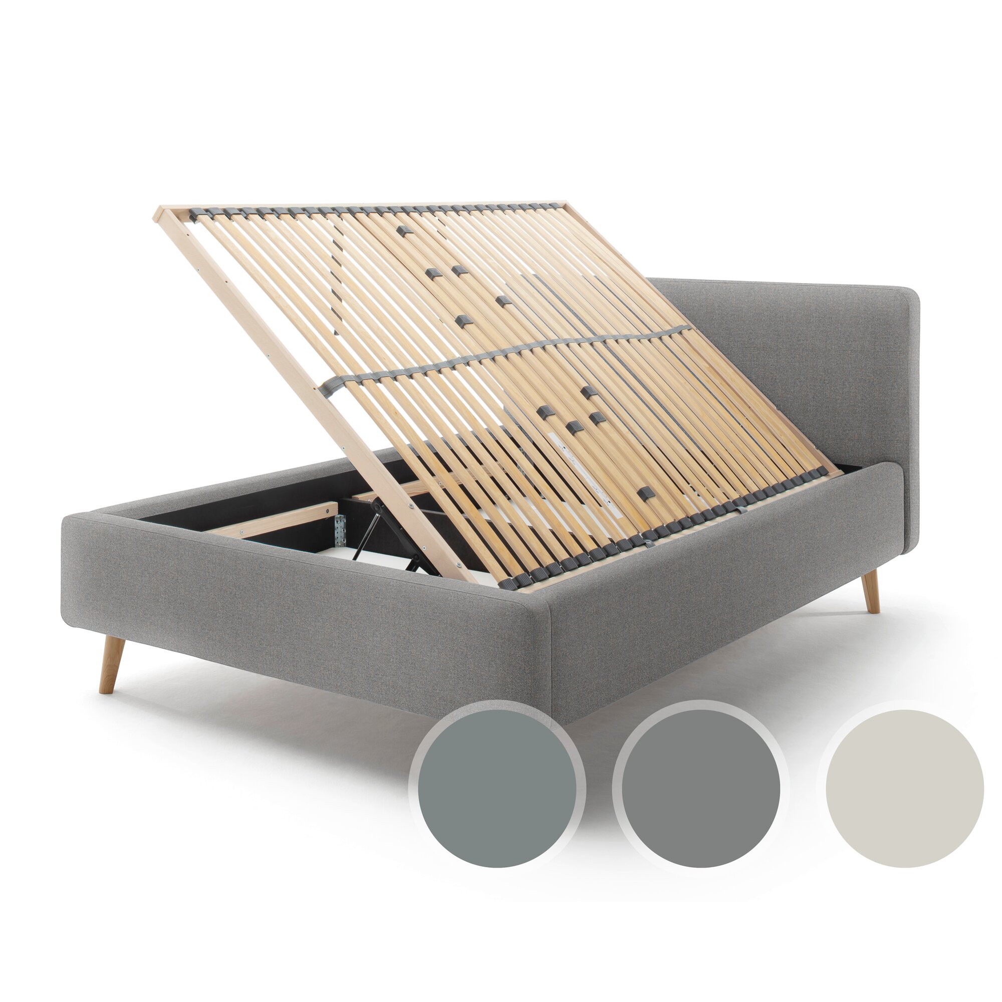 meise.möbel »Mattis« Polsterbett Webstoff mit Bettkasten 160x200 cm / beige / mit Bettkasten