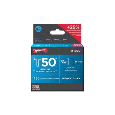 Arrow Fastener T50 Type Staple, #509 9/16 in L x 3/8 in W, 1,250/PK (091-509)